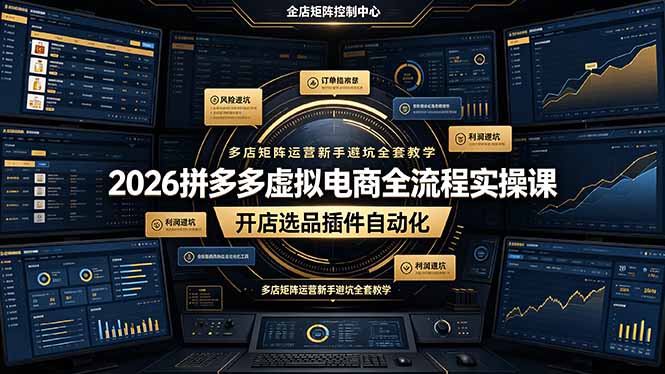 2026拼多多虚拟电商全流程实操课，开店选品插件自动化，多店矩阵运营新手避坑全套教学-青虫资源网