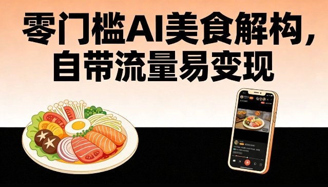 零门槛AI美食解构，自带流量易变现-快名资源网