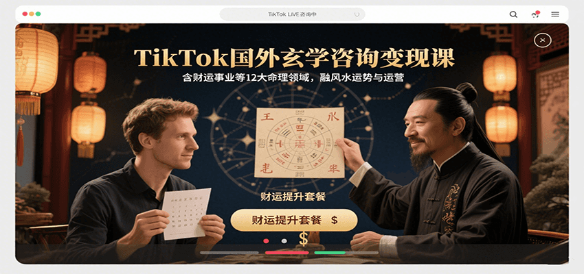 TikTok国外玄学咨询变现课，含财运事业等12大命理领域，融风水运势与运营-快名资源网