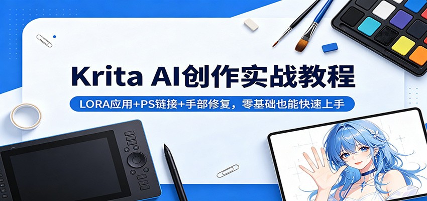 Krita AI创作实战教程：LORA应用+PS链接+手部修复，零基础也能快速上手-快名资源网