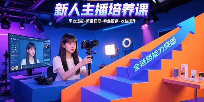 新人主播培养课：平台适应-流量获取-粉丝留存-收益提升 全链路能力突破-快名资源网