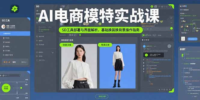 AI电商模特实战课，SD工具部署与界面解析，基础换装换背景操作指南-快名资源网