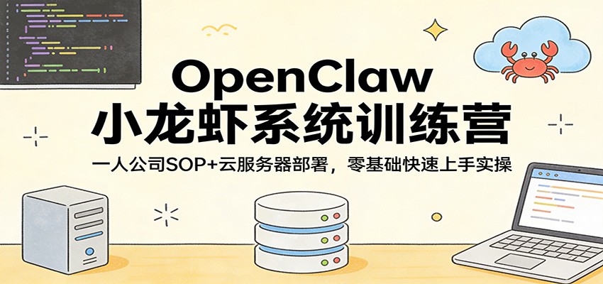 OpenClaw小龙虾系统训练营：一人公司SOP，云服务器部署，零基础快速上手实操-快名资源网
