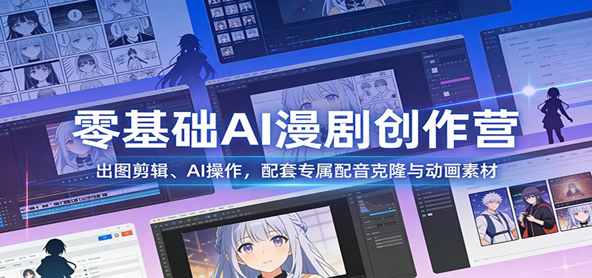 零基础AI漫剧创作营：出图剪辑、AI操作，配套专属配音克隆与动画素材-快名资源网