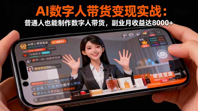 AI数字人带货变现实战：普通人也能制作数字人带货，副业月收益达8000+-快名资源网