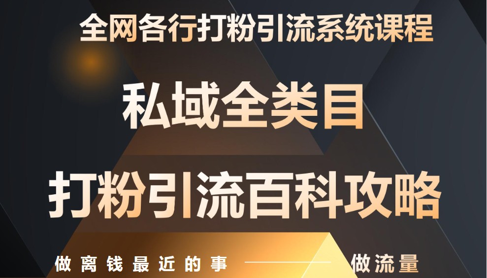 月入9万：全网唯一私域打粉引流神课，零基础手把手带你引流变现-快名资源网
