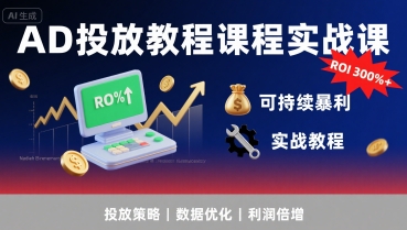 AD投放教程课程实战课，实现广告ROI300%+可持续暴利-快名资源网