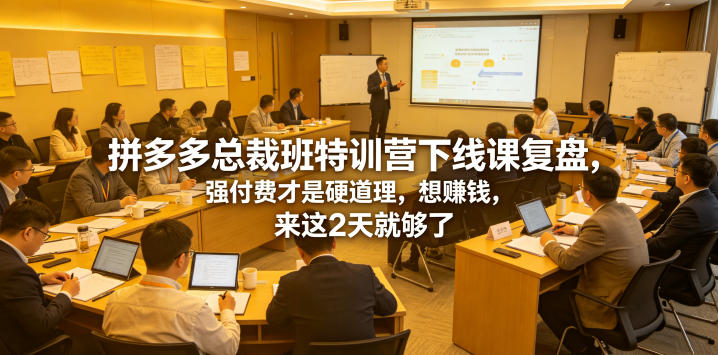 拼多多总裁班特训营下线课复盘，强付费才是硬道理，想賺钱，来这2天就够了-快名资源网