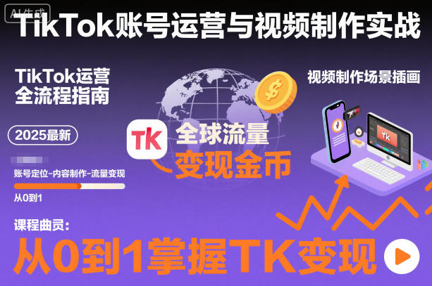 2025最新TikTok账号运营与视频制作实战全流程，从0到1掌握TK变现(含11月最新TK搬运技术)-快名资源网