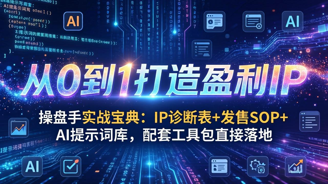 操盘手实战宝典：IP诊断表+发售SOP+AI提示词库，配套工具包直接落地，从0到1打造盈利IP-快名资源网