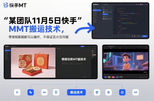 某团队11月5日快手MT搬运技术，带货和影视都可以操作，不保证百分百同框，自测-快名资源网