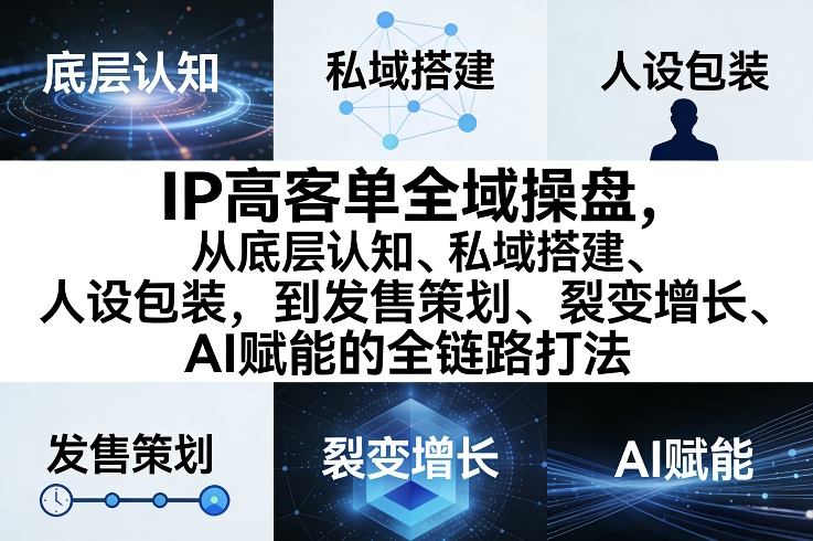 IP高客单全域操盘，从底层认知、私域搭建、人设包装，到发售策划、裂变增长、AI赋能的全链路打法-快名资源网
