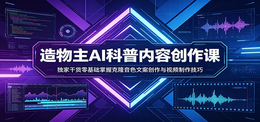 AI科普内容创作课：独家干货零基础掌握克隆音色文案创作与视频制作技巧-青虫资源网