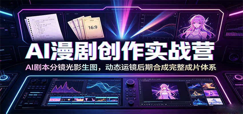 AI漫剧创作实战营：AI剧本分镜光影生图，动态运镜后期合成完整成片体系-青虫资源网