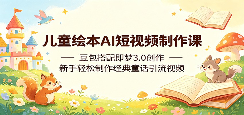 儿童绘本AI短视频制作课：豆包搭配即梦3.0创作，新手轻松制作经典童话引流视频-快名资源网