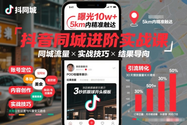 抖音同城进阶实战课，助你同城流量拿到结果-快名资源网