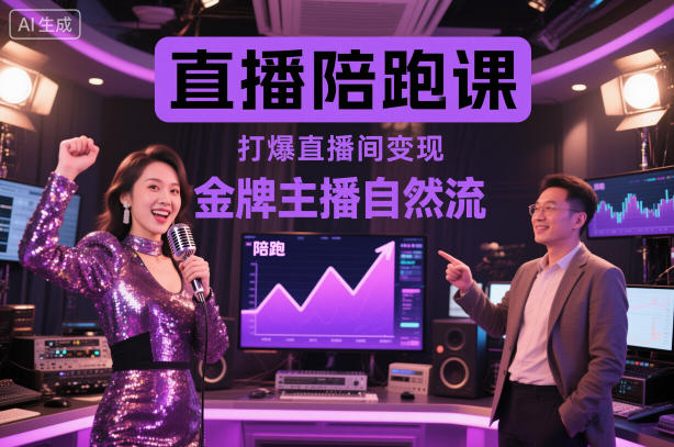 直播陪跑课，金牌主播自然流打爆直播间，复制高变现玩法-快名资源网