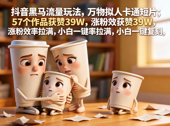 抖音黑马流量玩法，万物拟人卡通短片，57个作品获赞39W，涨粉效率拉满，小白一键复刻，保姆级拆解-快名资源网