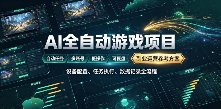 AI全自动游戏躺賺副业：日入几百，稳定运行三年的项目！【揭秘】-青虫资源网