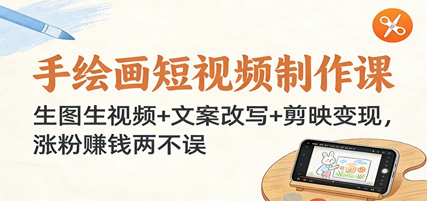 手绘画短视频制作课：生图生视频+文案改写+剪映变现，涨粉赚钱两不误-青虫资源网