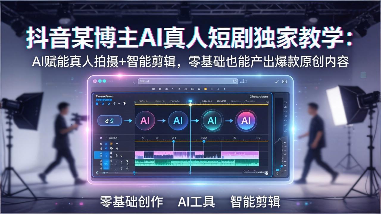 抖音某博主AI真人短剧独家教学：AI赋能真人拍摄+智能剪辑，零基础也能产出爆款原创内-快名资源网