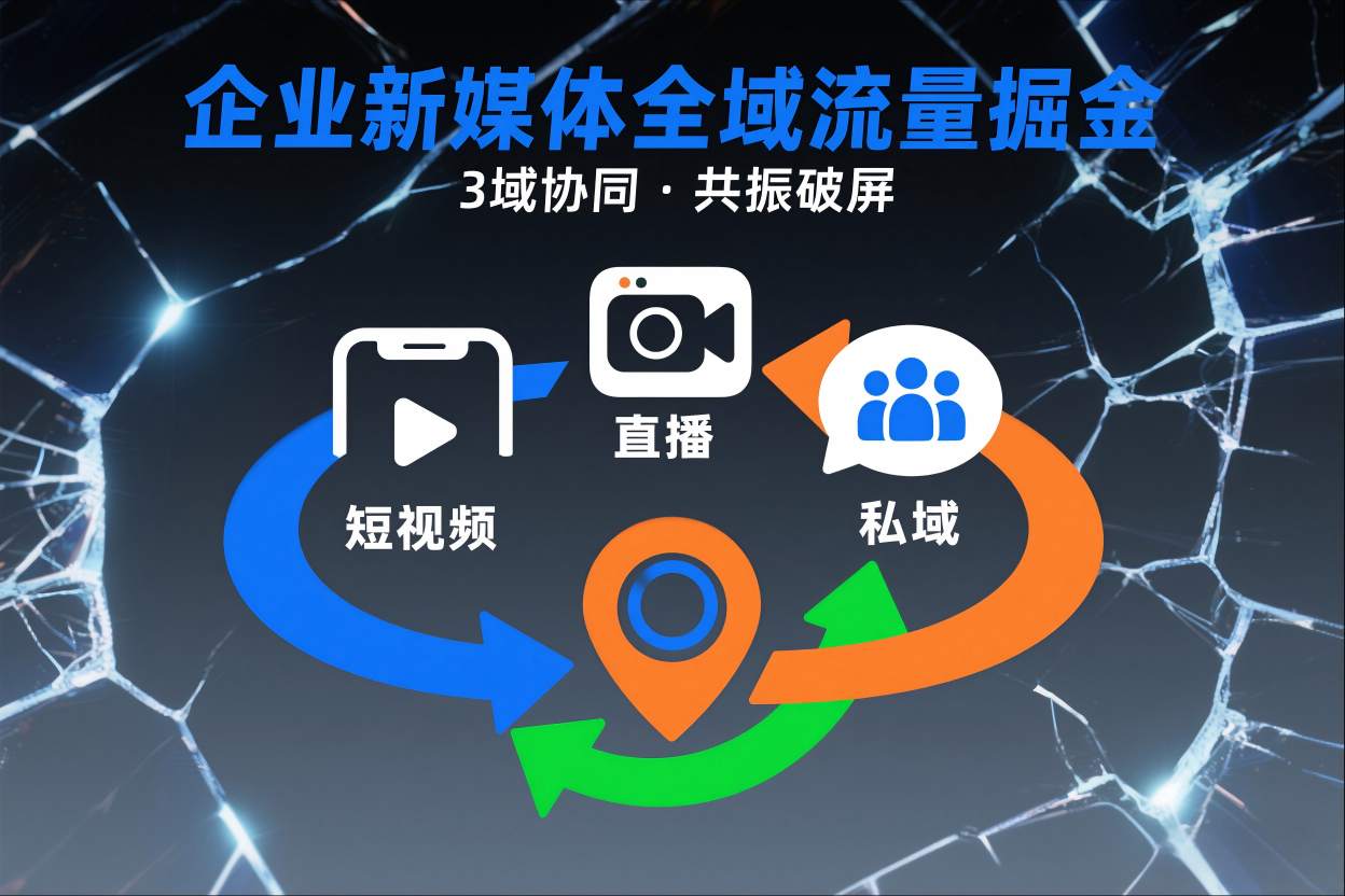 短视频全域商业模式，企业新媒体全域流量掘金，3域协同，共振破屏，短视频-直播-私域-地域-快名资源网