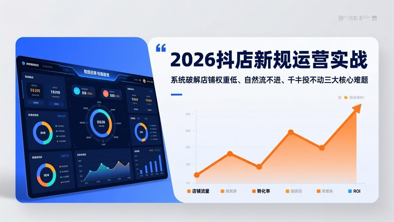 2026抖店新规运营实战：系统破解店铺权重低、自然流不进、千川投不动三大核心难题-快名资源网