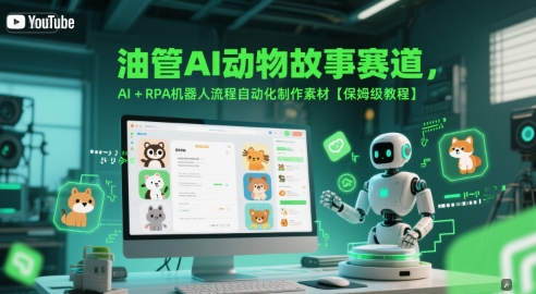 油管AI动物故事赛道，AI+RPA机器人流程自动化制作素材【保姆级教程】-快名资源网