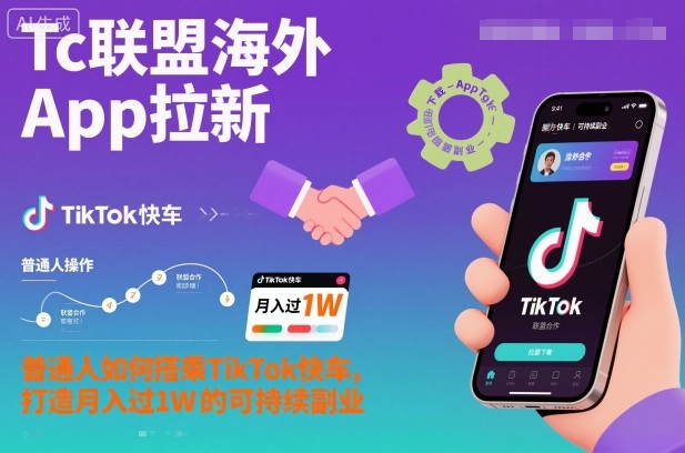Tc联盟海外App拉新：普通人如何搭乘TikTok快车，打造月入过1W的可持续副业-快名资源网