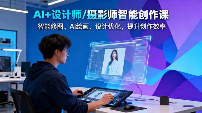 AI+设计师/摄影师智能创作课：智能修图、AI绘画、设计优化，提升创作效率-快名资源网