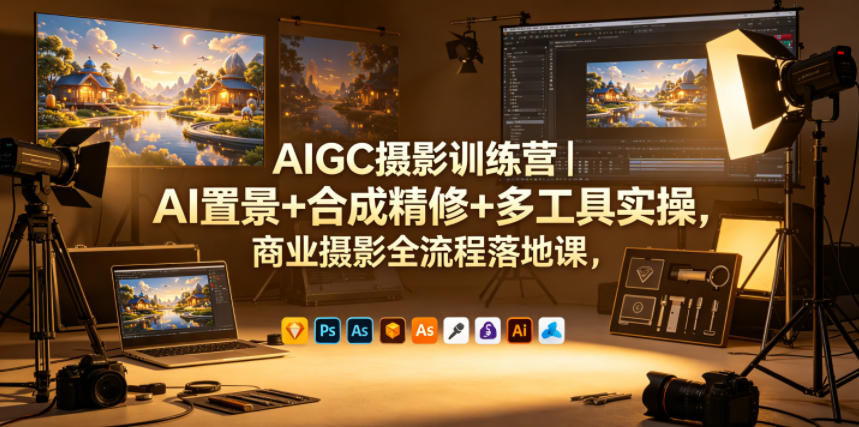 AIGC摄影训练营｜AI置景+合成精修+多工具实操，商业摄影全流程落地课-快名资源网