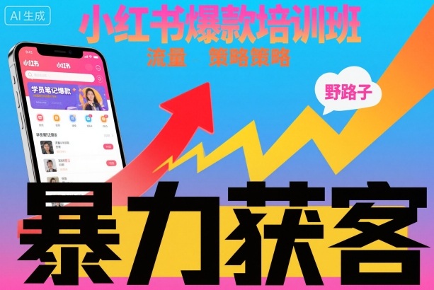 小红书爆款培训班，小红书获客野路子流量打法，暴力持续获客-快名资源网