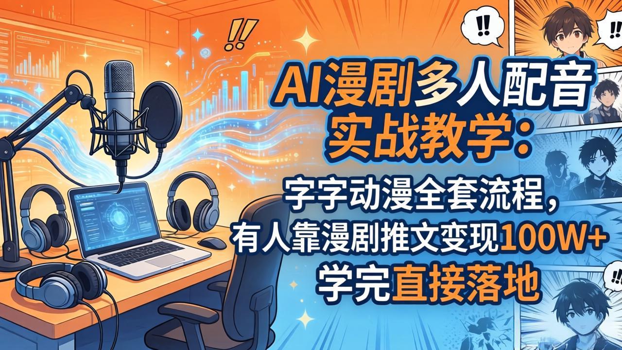 AI漫剧多人配音实战教学：字字动漫全套流程，有人靠漫剧推文变现100W+，学完直接落地-快名资源网