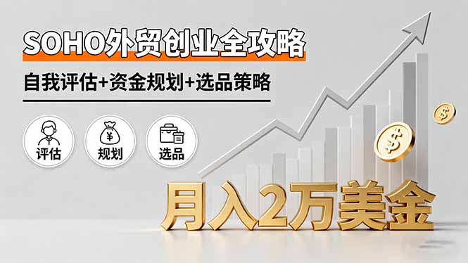 SOHO外贸创业全攻略，自我评估+资金规划+选品策略，月入2万美金-快名资源网