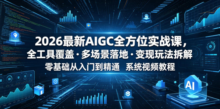 2026最新AIGC全方位实战课，全工具覆盖・多场景落地・变现玩法拆解，零基础从入门到精通系统视频教程-快名资源网