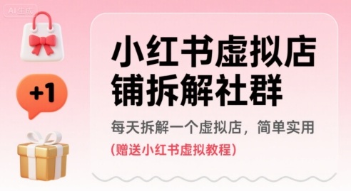 小红书虚拟店铺拆解社群，每天拆解一个虚拟店，简单实用(赠送小红书虚拟教程)-快名资源网