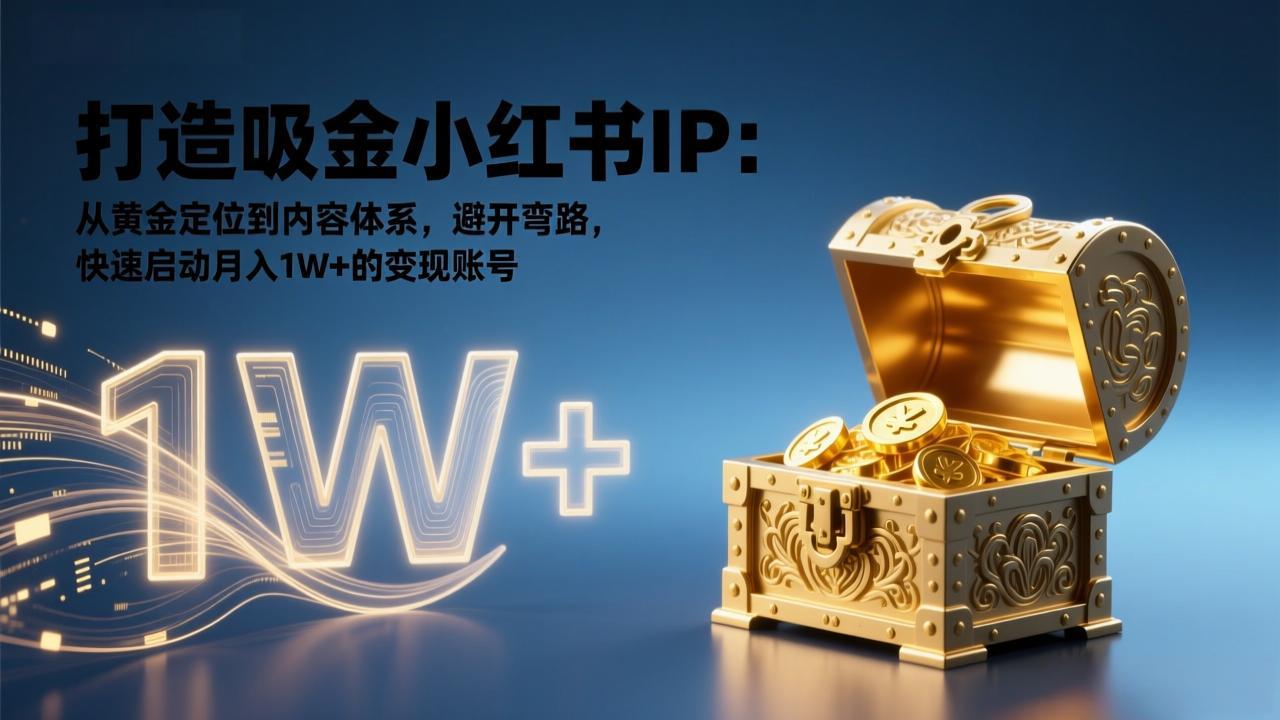 打造吸金小红书IP：从黄金定位到内容体系，避开弯路，快速启动月入1W+的变现账号-快名资源网