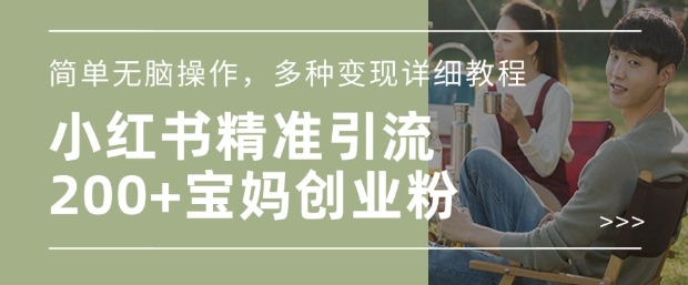 小红书混剪日引200+宝妈创业粉，简单无脑操作，多种变现详细教程-快名资源网