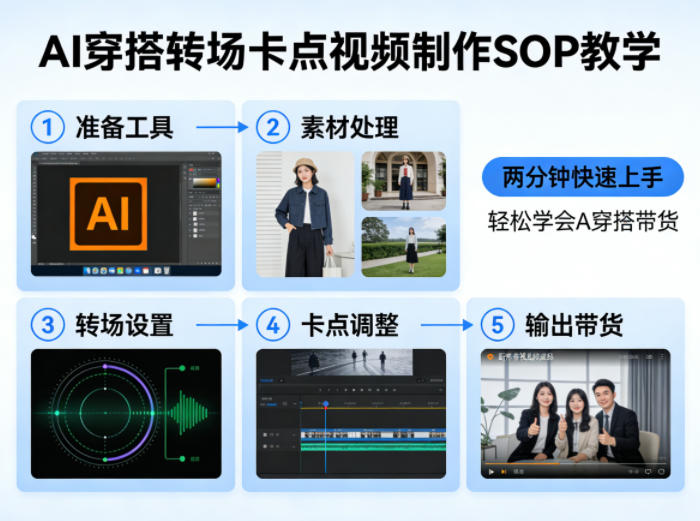 AI穿搭转场卡点视频制作SOP教学，两分钟快速上手，轻松学会AI穿搭带货-快名资源网