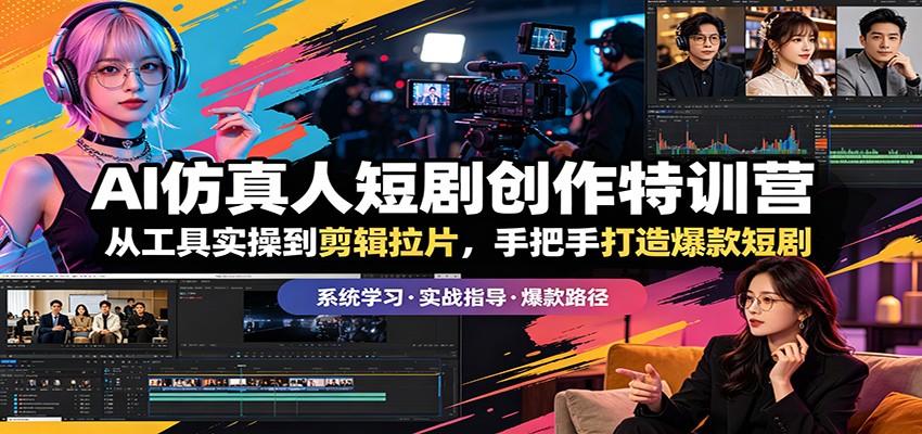 AI仿真人短剧创作特训营：从工具实操到剪辑拉片，手把手打造爆款短剧-快名资源网