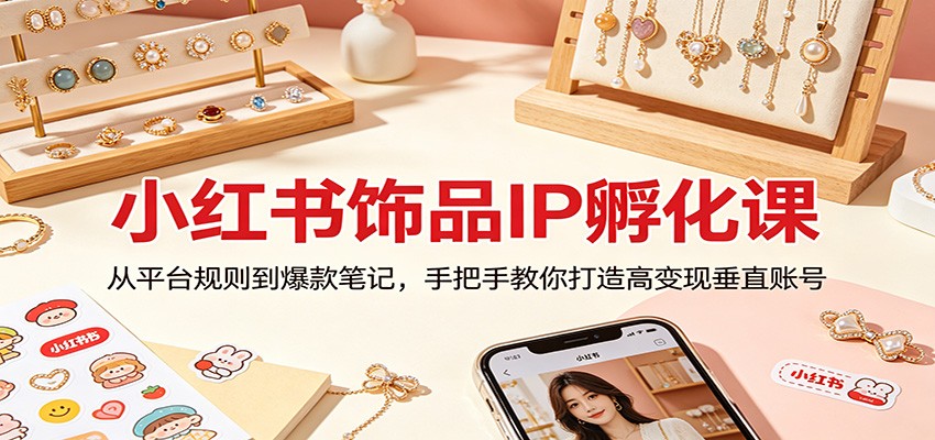 小红书饰品IP孵化课：从平台规则到爆款笔记，手把手教你打造高变现垂直账号-快名资源网