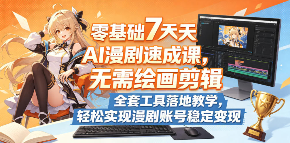 零基础7天AI漫剧速成课，无需绘画剪辑，全套工具落地教学，轻松实现漫剧账号稳定变现-快名资源网