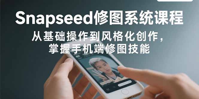Snapseed修图系统课程：从基础操作到风格化创作，掌握手机端修图技能-快名资源网