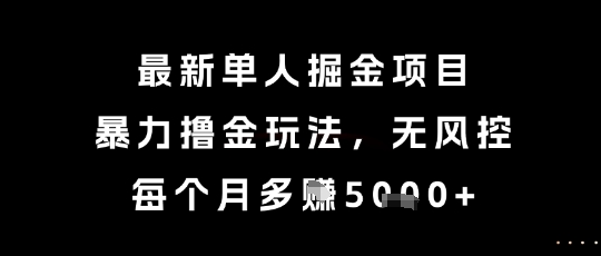 最新单人掘金项目，暴力撸金玩法，无风控，每个月多挣5k+【揭秘】-快名资源网