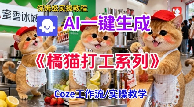Coze扣子工作流一键生成胖橘猫打工短视频，保姆级实操搭建教学-快名资源网