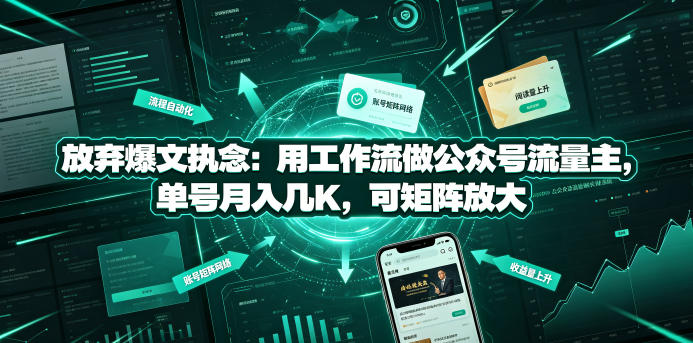 放弃爆文执念：用工作流做公众号流量主，单号月入几K，可矩阵放大-青虫资源网