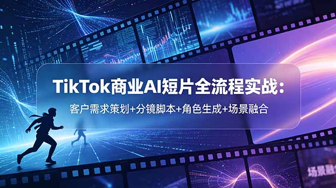 TikTok商业AI短片全流程实战：客户需求策划+分镜脚本+角色生成+场景融合-快名资源网