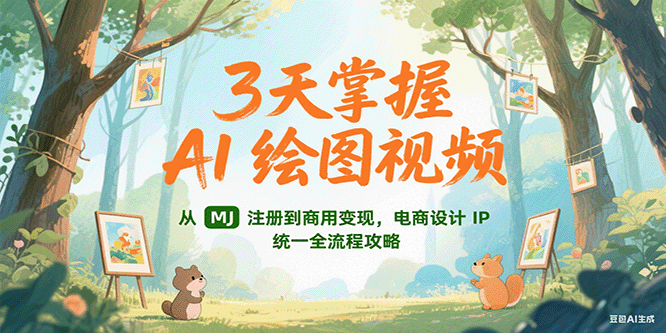 3天掌握AI绘图视频，从MJ 注册到商用变现，电商设计IP统一全流程攻略-快名资源网