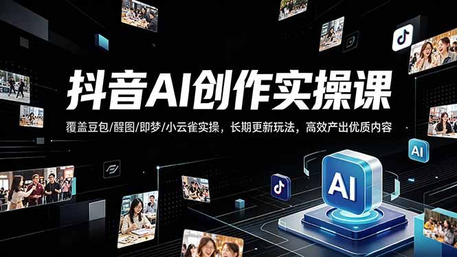 抖音AI创作变现课，覆盖豆包/醒图/即梦/小云雀实操，长期更新玩法，高效产出优质内容-快名资源网