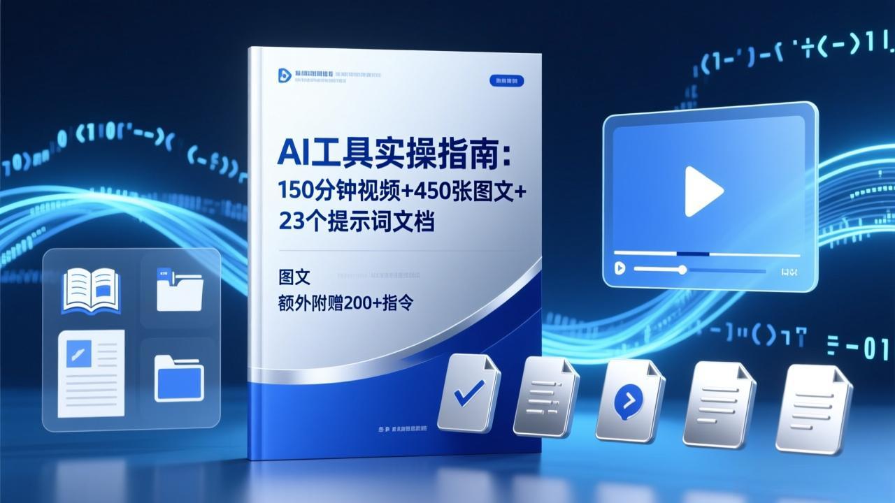 AI工具实操指南：150分钟视频+450张图文+23个提示词文档，额外附赠200+指令-快名资源网